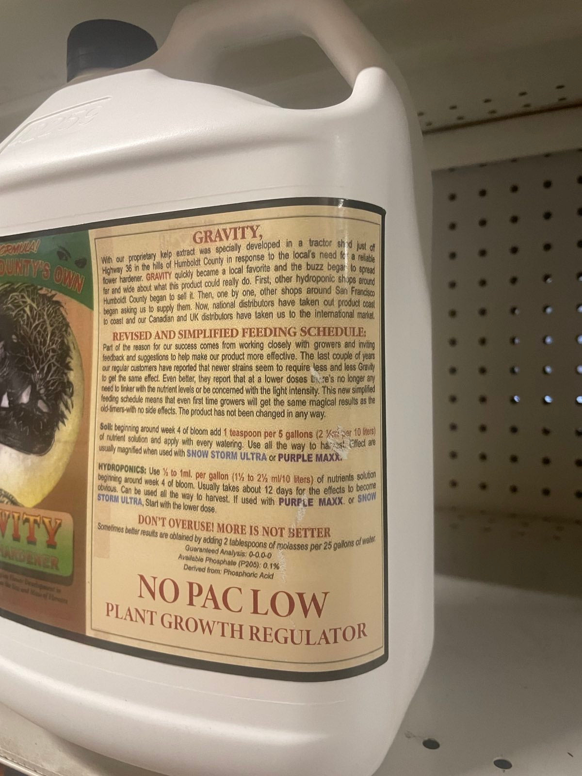 GRAVITY Humboldt County's Own Flower Hardener, 4L (NEW Organic Formula kelp-based)