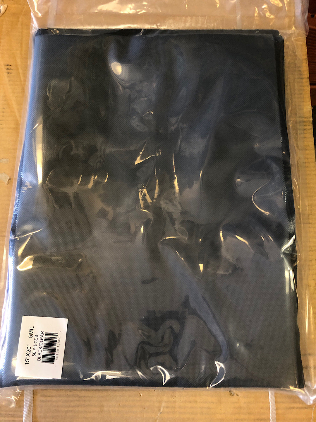 Vacuum Sealing Storage Bags 15"x20" BLACK/CLEAR 50pc (5mil)