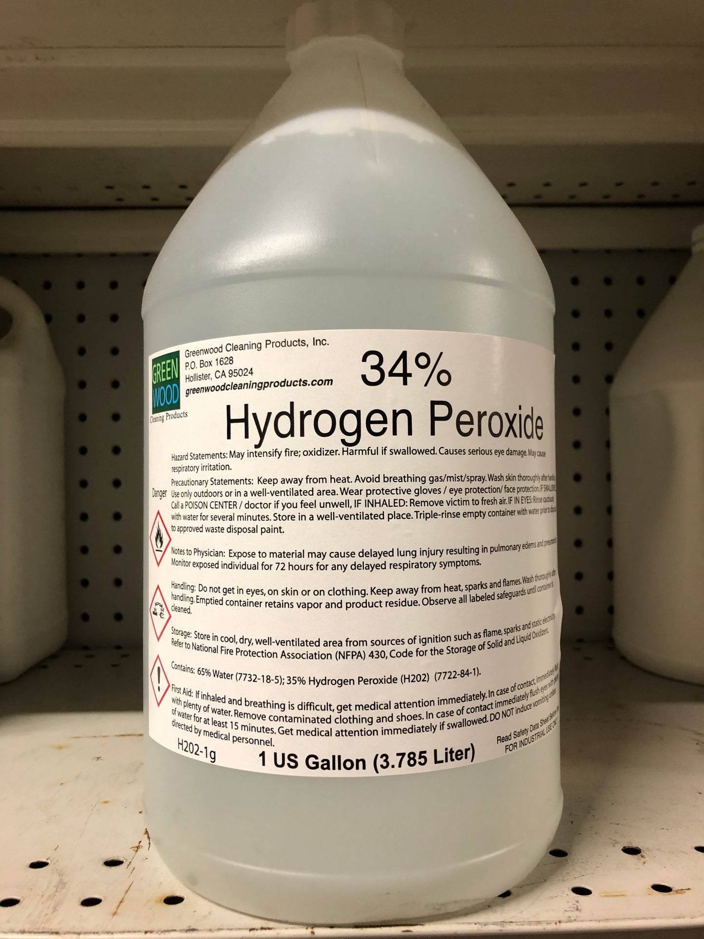 Hydrogen Peroxide 34% H2O2, 1 GALLON (Made in USA)
