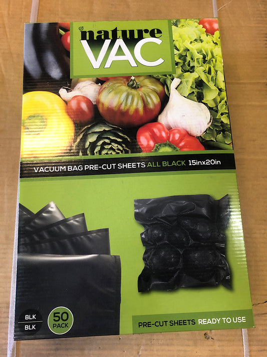 NatureVac 15"x20" Black/Black Vacuum Seal Bags 50pc