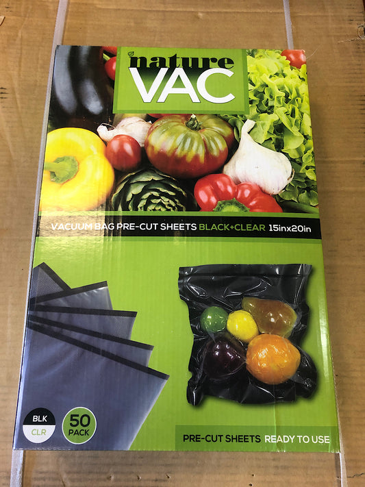 NatureVac 15"x20" Black/Clear Vacuum Seal Bags 50pc