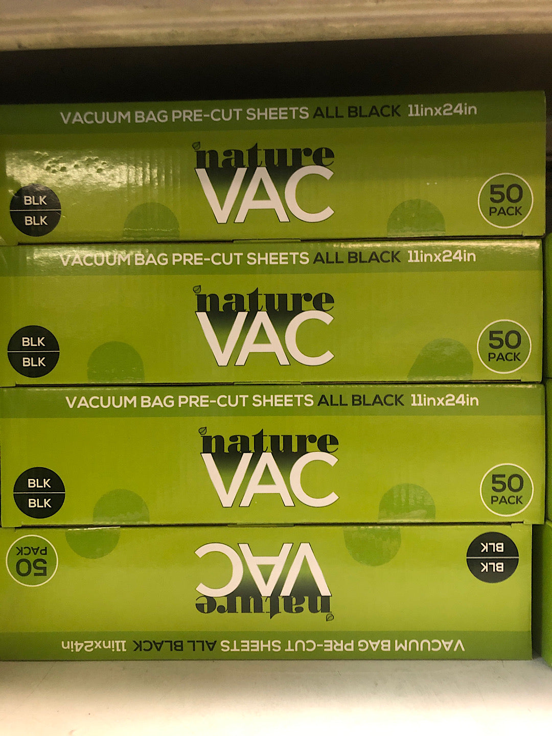NatureVac 11"x24" Black/Black Vacuum Seal Bags 50pc