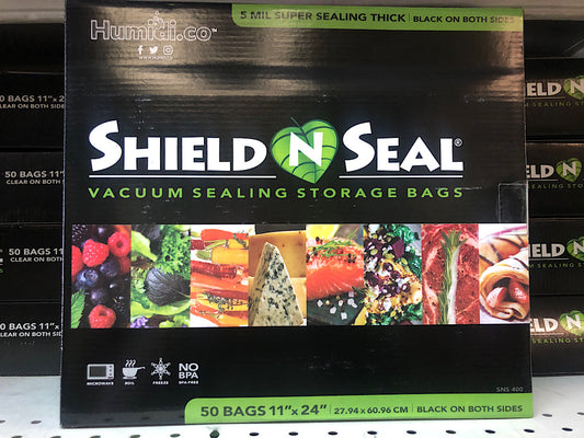 Shield N Seal 11"x24" Black/Black Vacuum Seal Bags 50pc (5mil, SNS400)