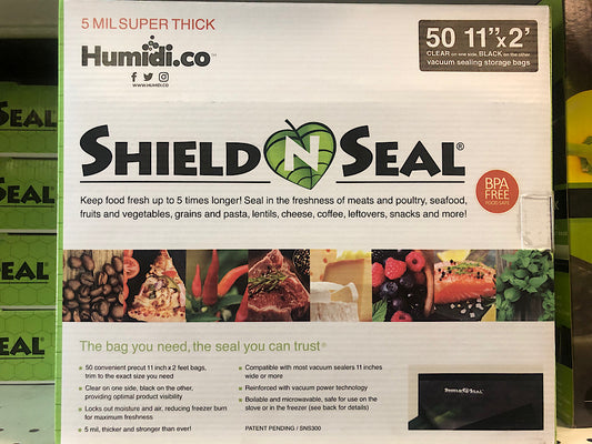 Shield N Seal 11"x24" Black/CLEAR Vacuum Seal Bags 50pc (5mil, SNS300)