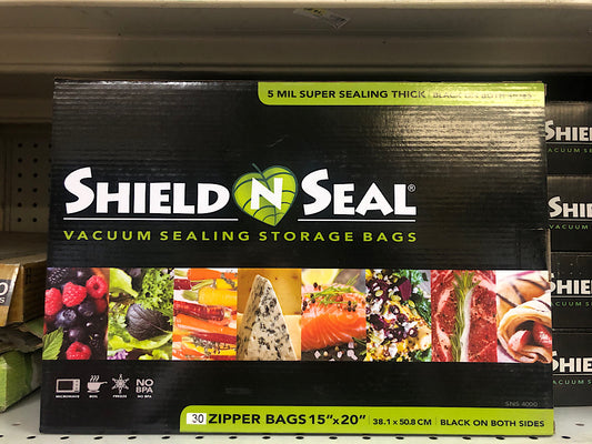 Shield N Seal 15"x20" Black/Black Vacuum Seal ZIPPER Bags 30pc (SNS4000)