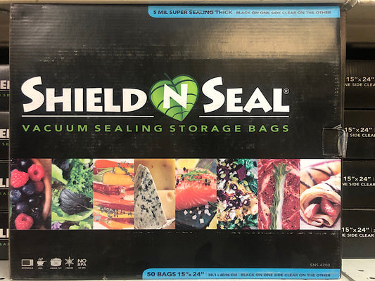 Shield N Seal 15"x24" Black/Clear Vacuum Seal Bags 50pc (5mil, SNS4200)