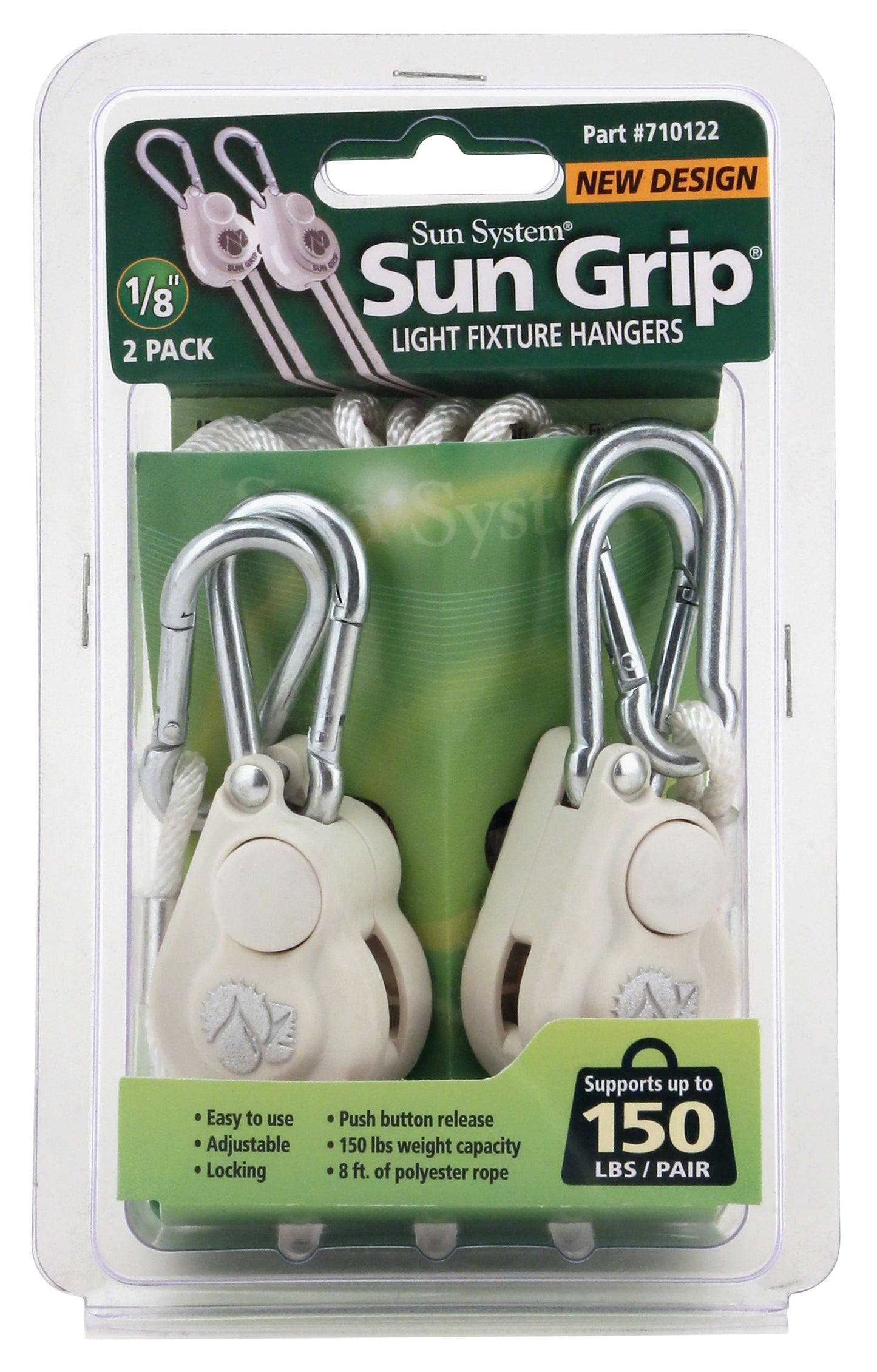 Sun Grip Push Button Light Hangers 1/8 in Pair
