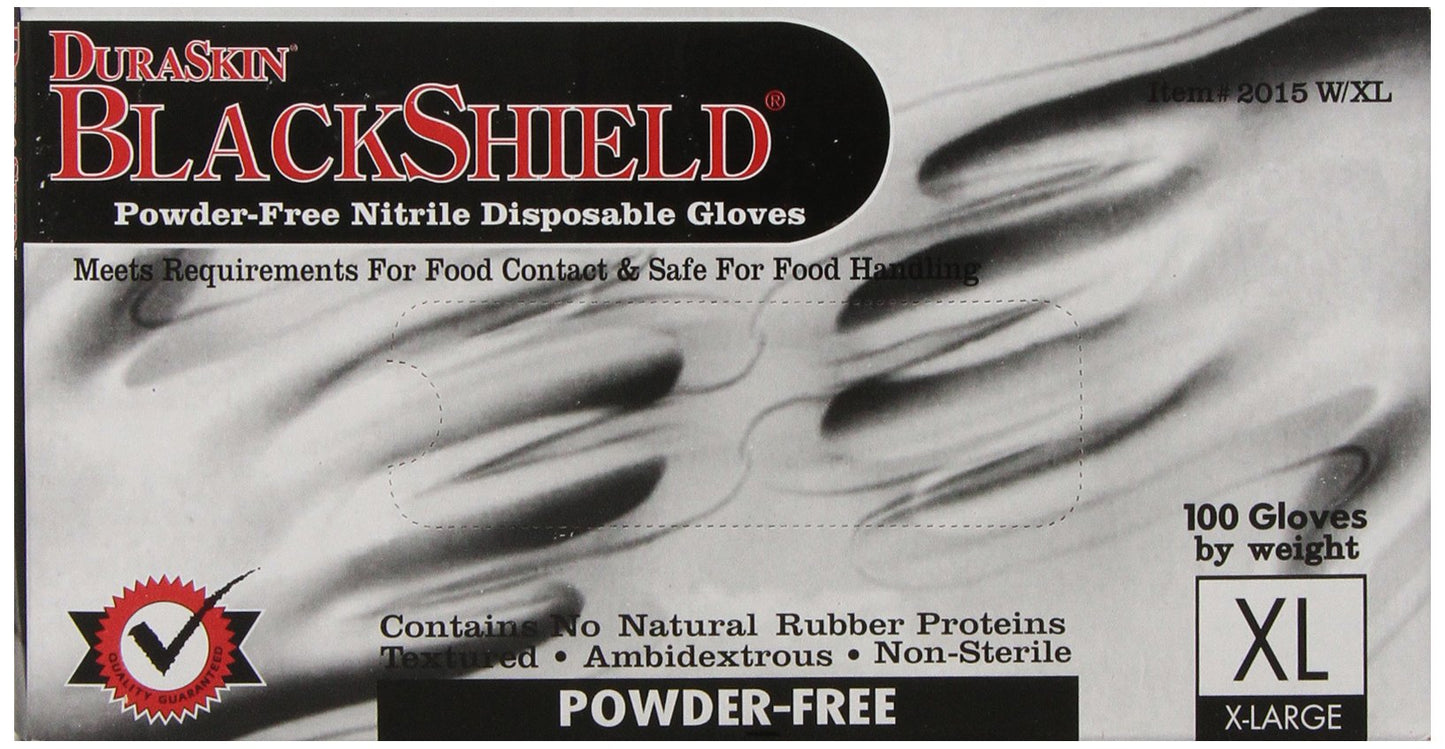 Duraskin Blackshield Nitrile Disposable Gloves (100 Gloves)