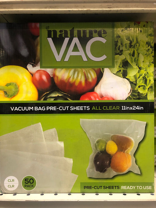NatureVac 11"x24" Clear/Clear Vacuum Seal Bags 50pc