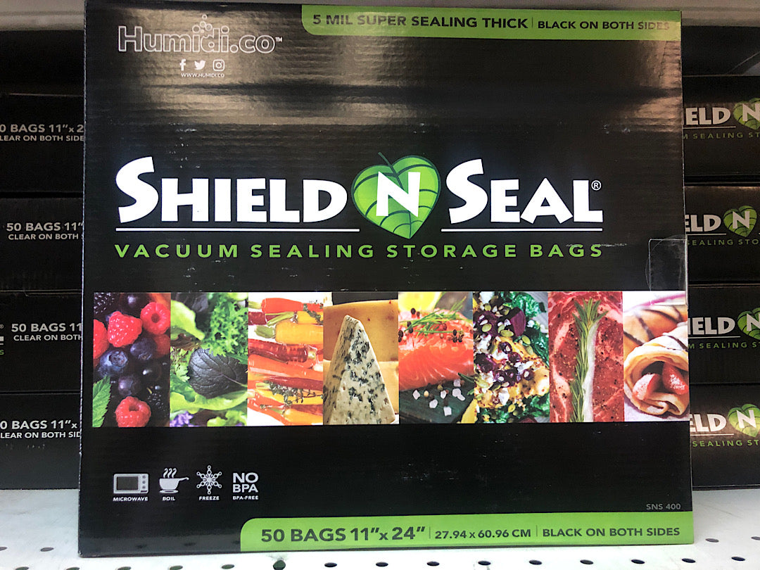 Shield N Seal 11"x24" Black/Black Vacuum Seal Bags 50pc (5mil, SNS400)