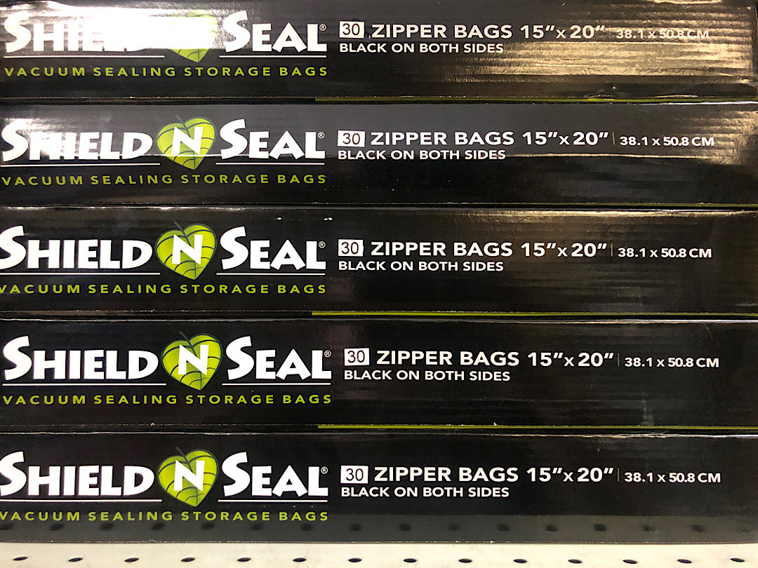 Shield N Seal 15"x20" Black/Black Vacuum Seal ZIPPER Bags 30pc (SNS4000)