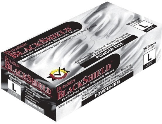 Duraskin Blackshield Nitrile Disposable Gloves (100 Gloves)